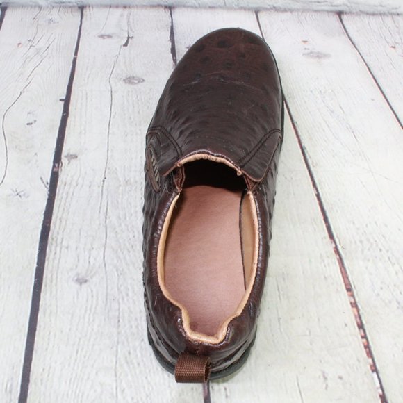 Roper Performance Brown Ostrich Leather Slip On Comfort Loafer Shoes Size 7 - Picture 9 of 9